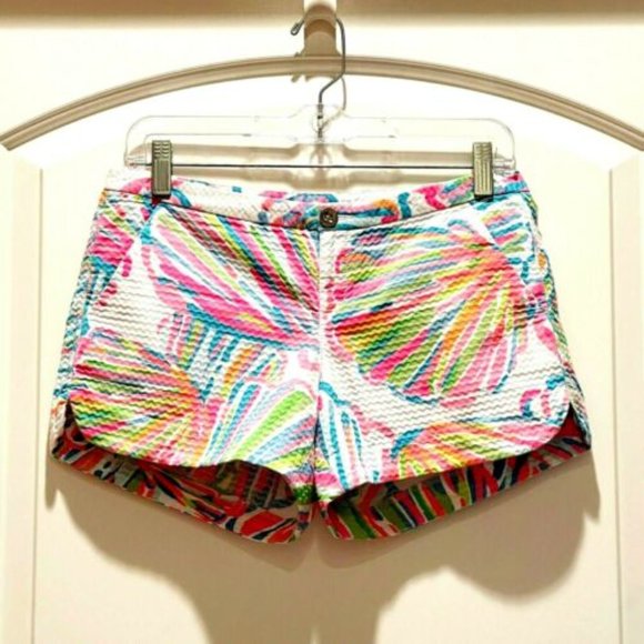 Lilly Pulitzer Shorts 0 Adie Resort White Shellebrate Textured Shell Print - Picture 1 of 5